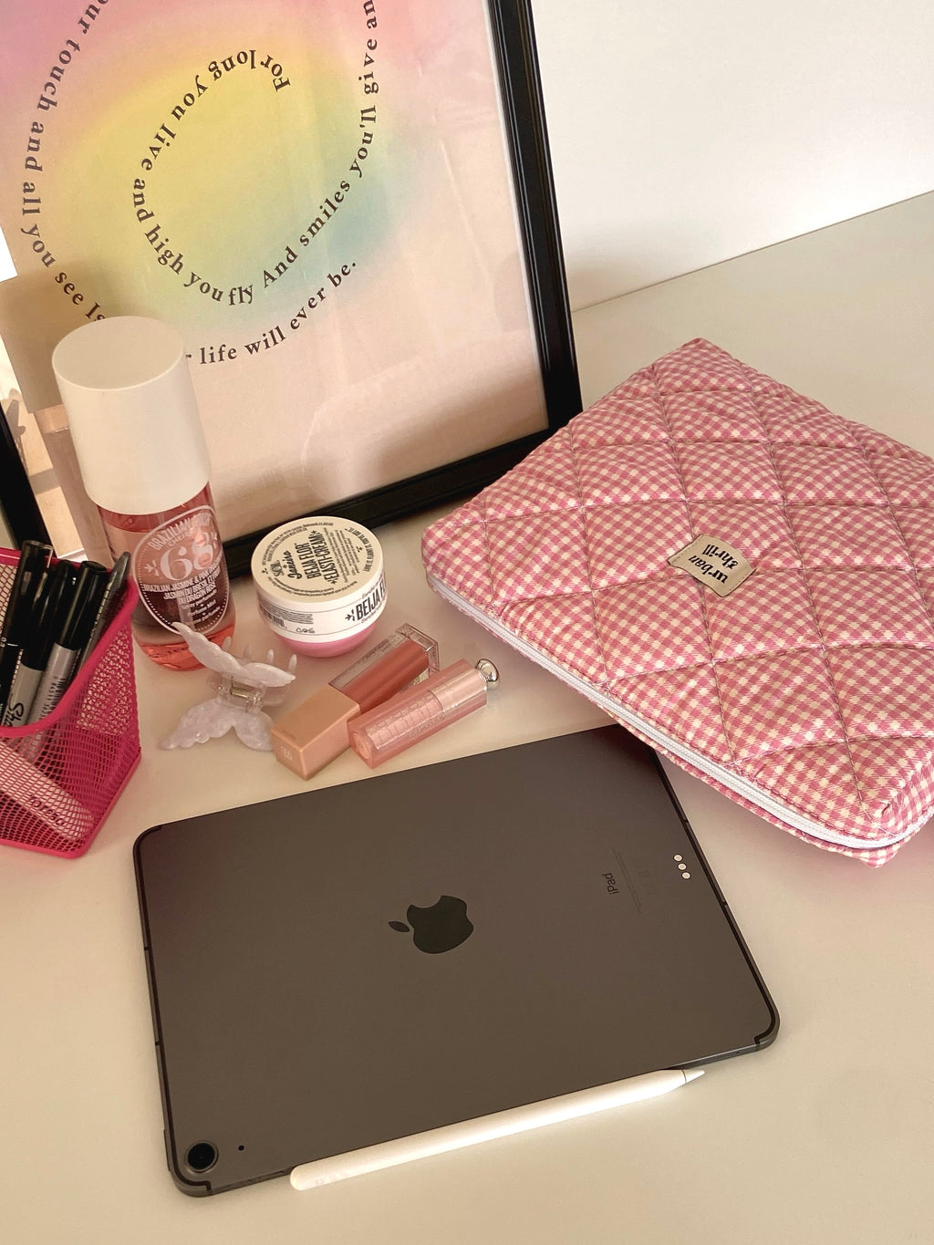 Pink Gingham iPad Sleeve