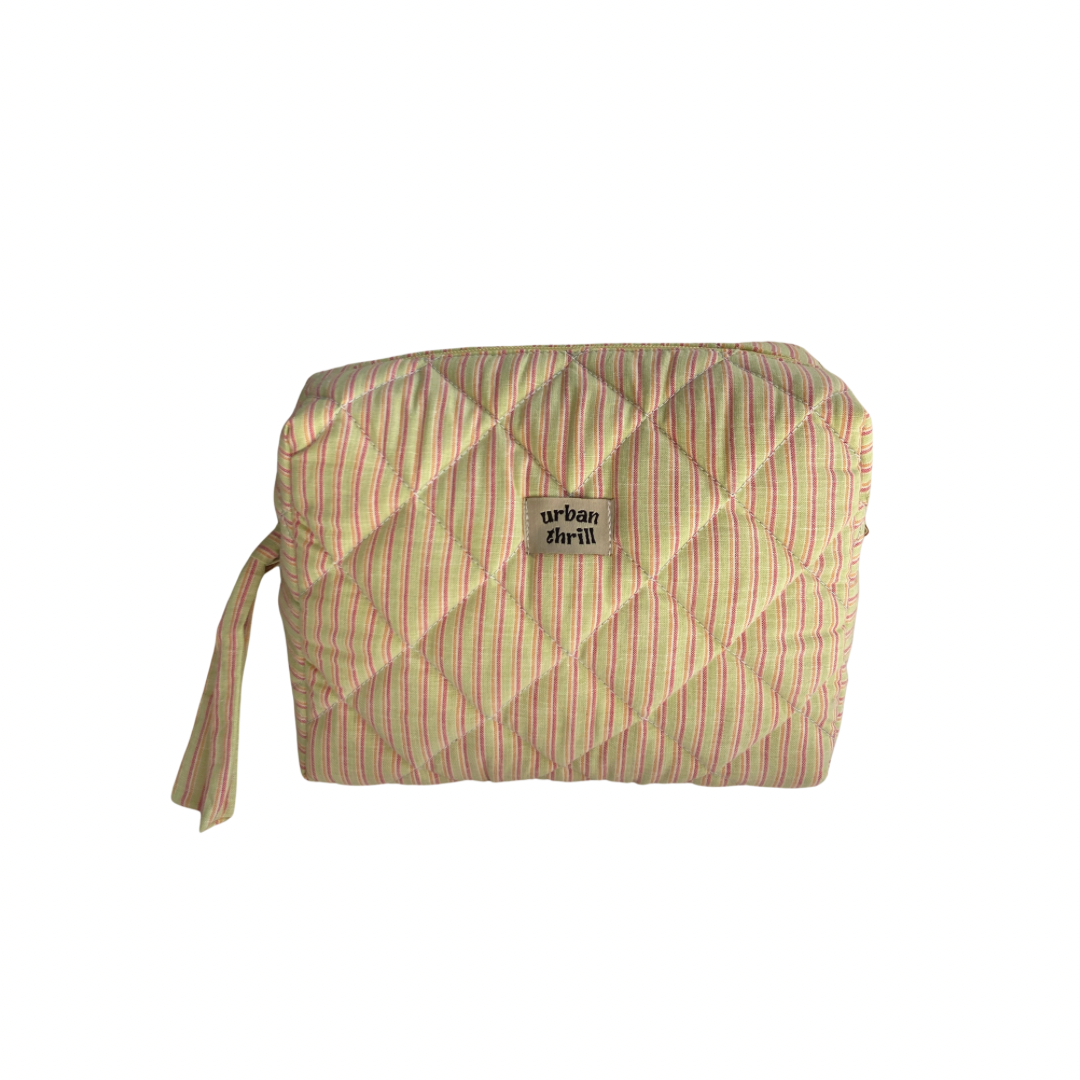 Striped Green & Pink Cosmetic Pouch