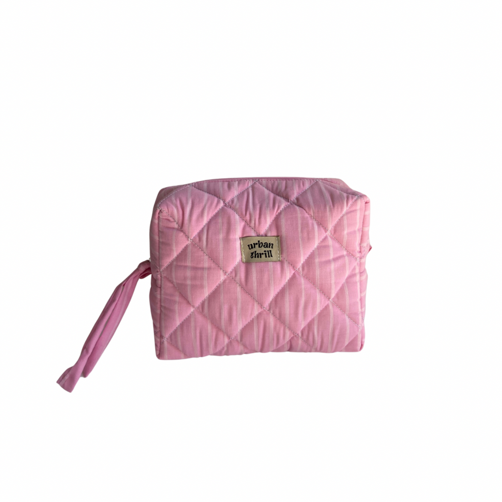 Striped Pink Cosmetic Pouch