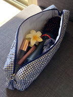 Blue Gingham Hair Tools Pouch