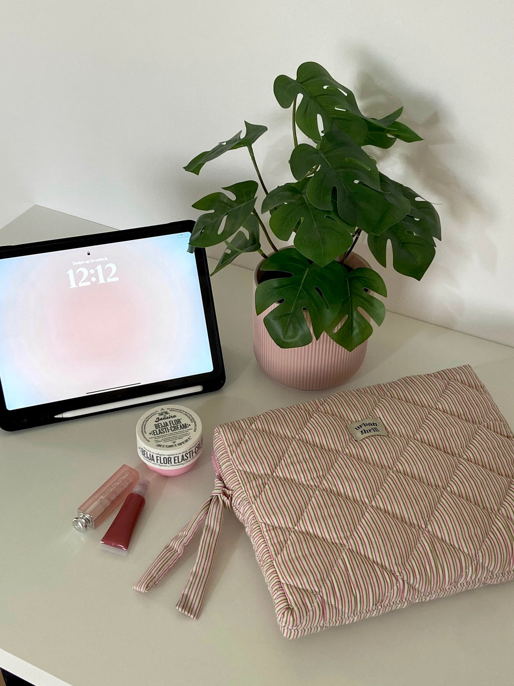 Pink & Green Striped iPad Sleeve