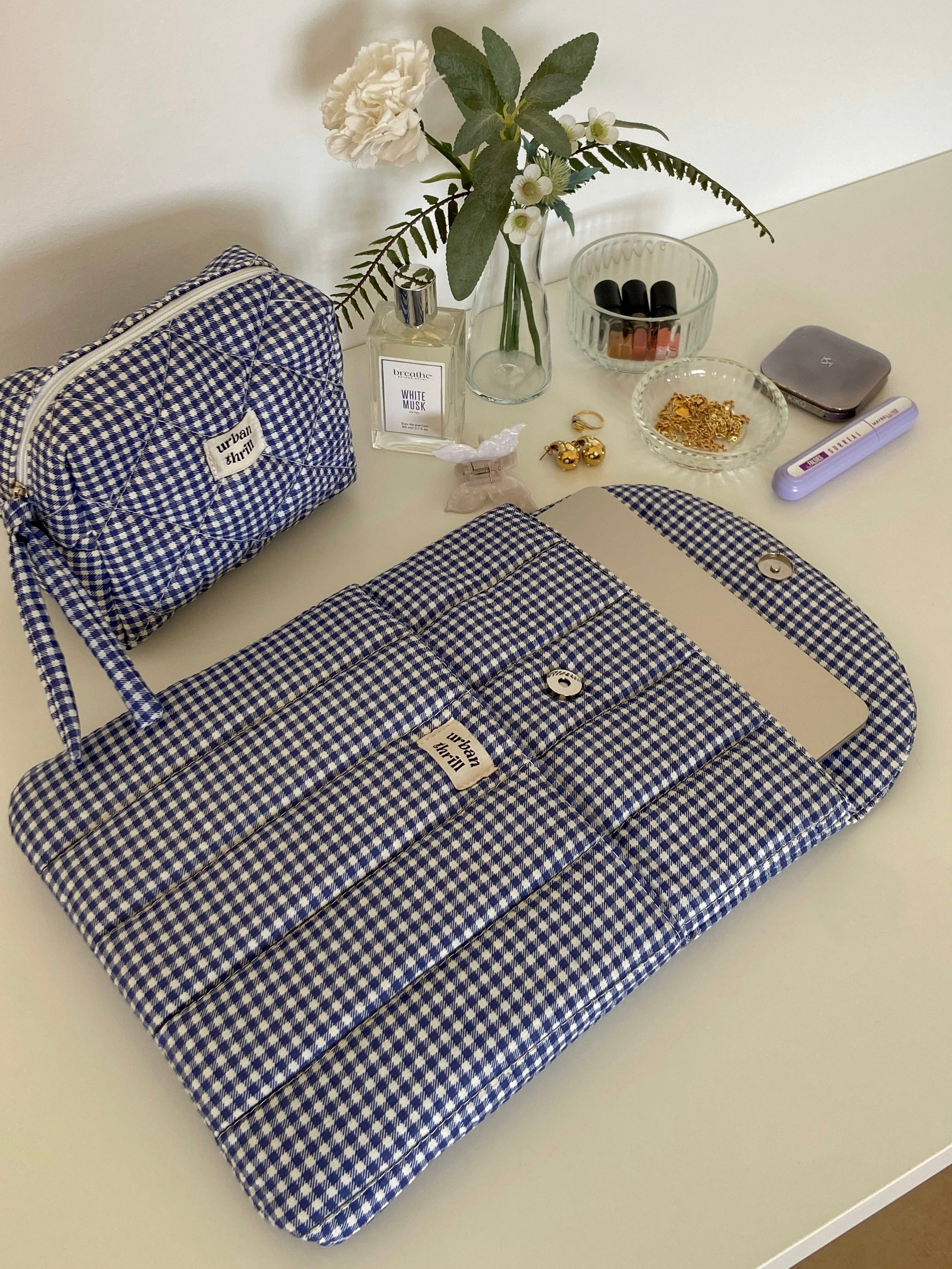 Blue Gingham Laptop Sleeve