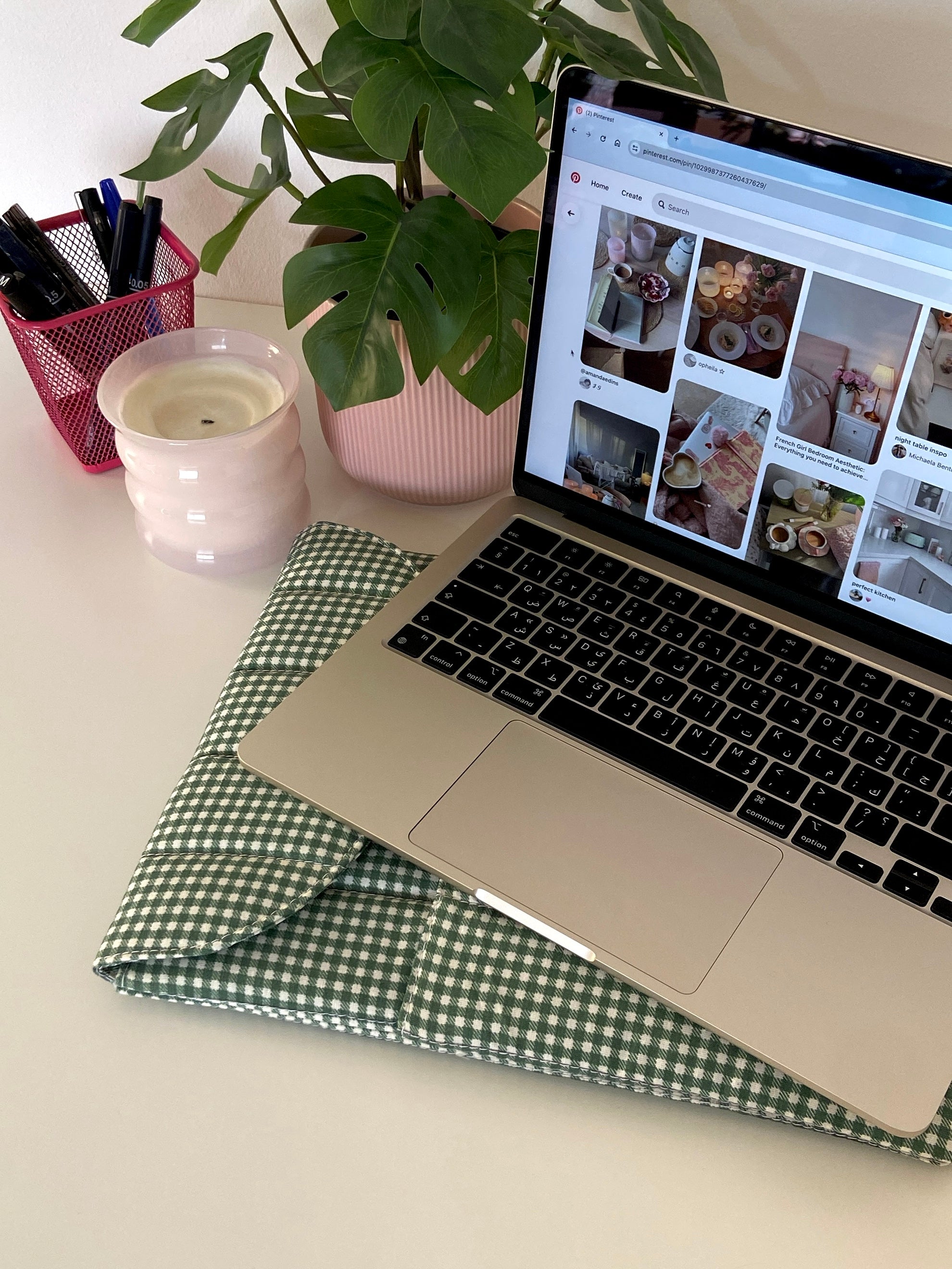 Green Gingham Laptop Sleeve