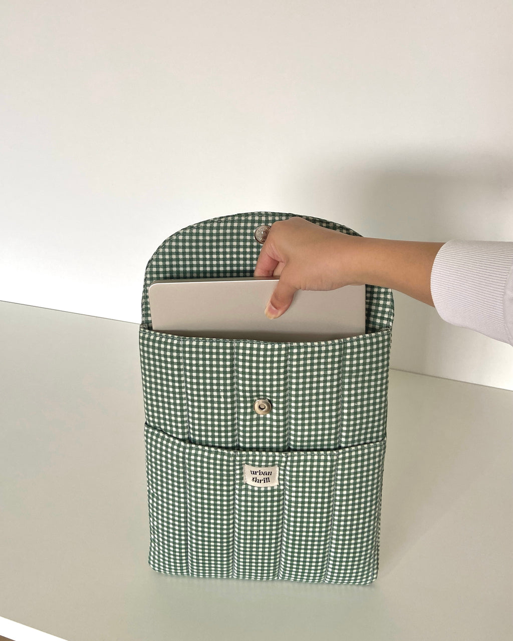 Green Gingham Laptop Sleeve