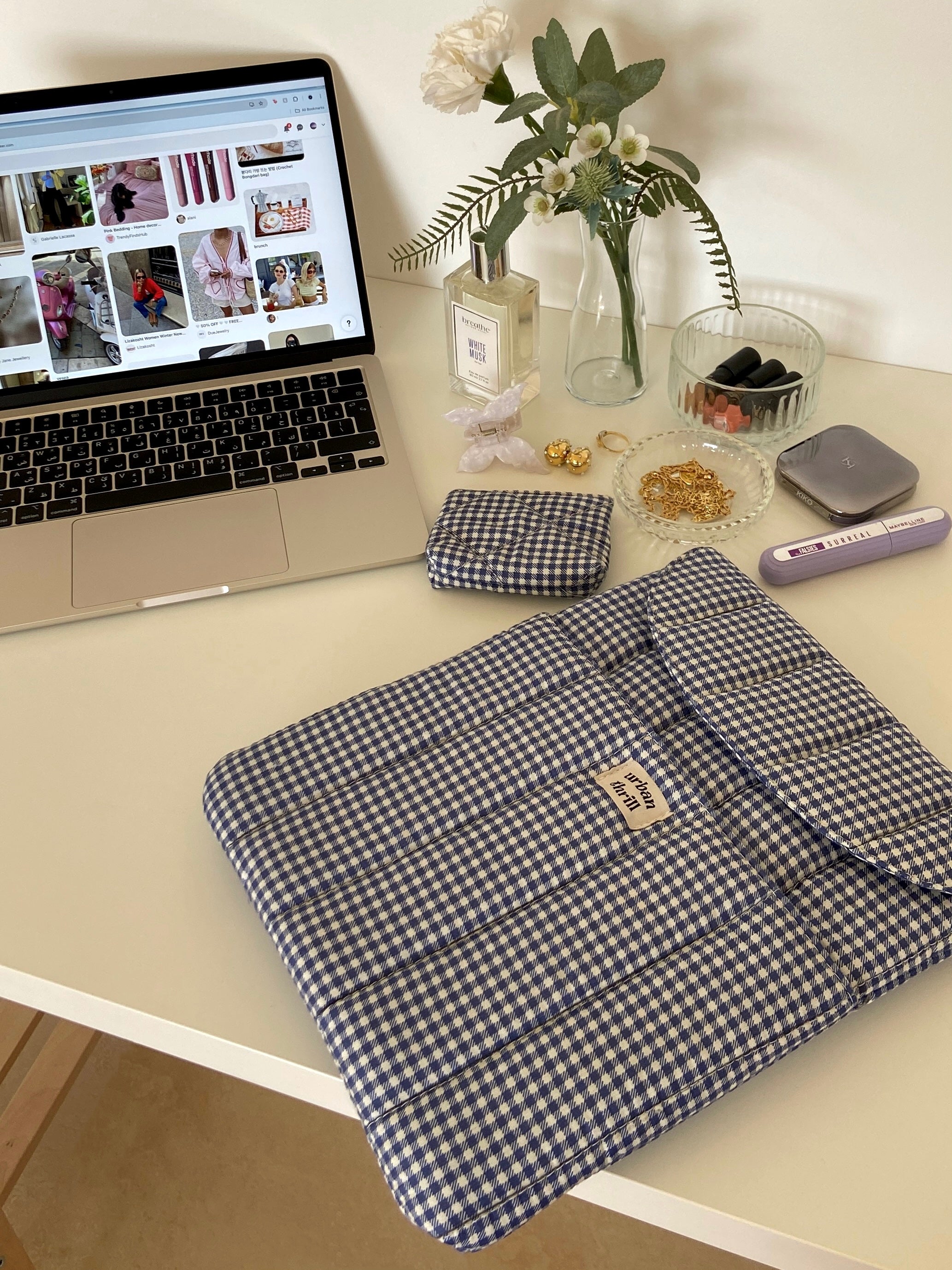 Blue Gingham Laptop Sleeve