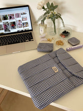 Load image into Gallery viewer, Blue Gingham Laptop Sleeve
