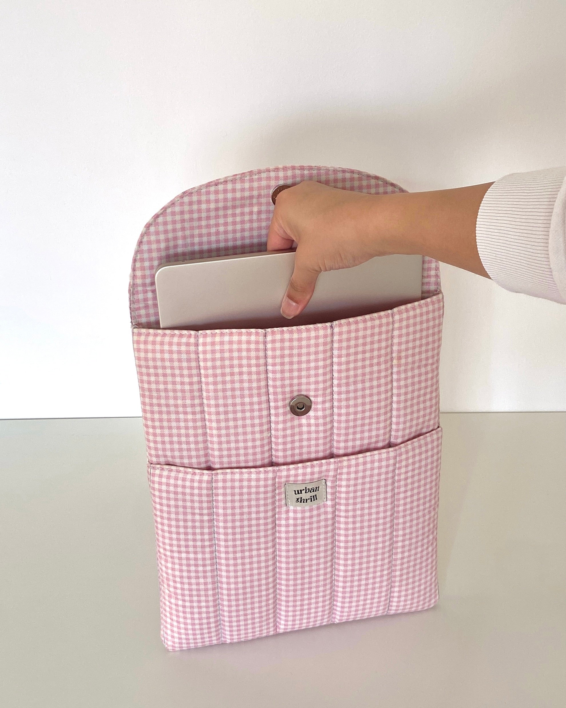Pink Gingham Laptop Sleeve