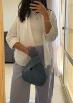 Blue Raffia Knot Bag