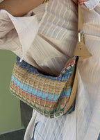 Beige Raffia Shoulder Bag