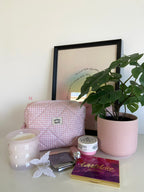 Light Pink Gingham Cosmetic Pouch