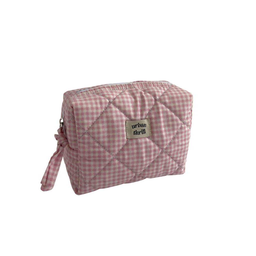 Light Pink Gingham Cosmetic Pouch
