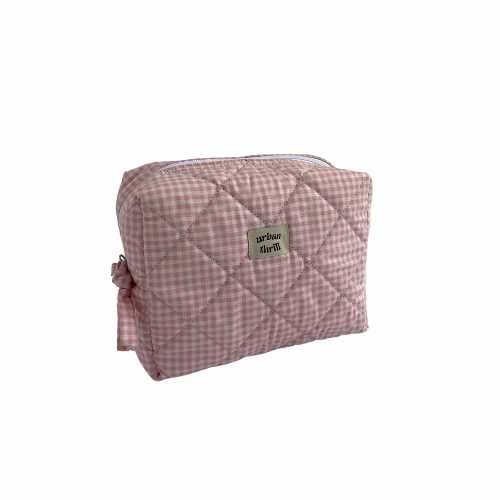 Light Pink Gingham Cosmetic Pouch
