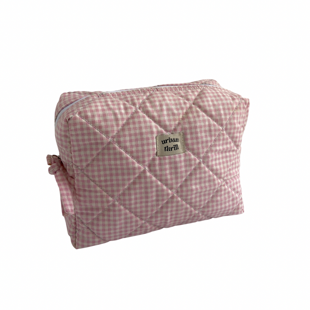 Light Pink Gingham Cosmetic Pouch