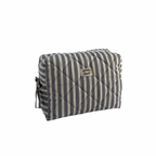 Grey & White Striped Cosmetic Pouch