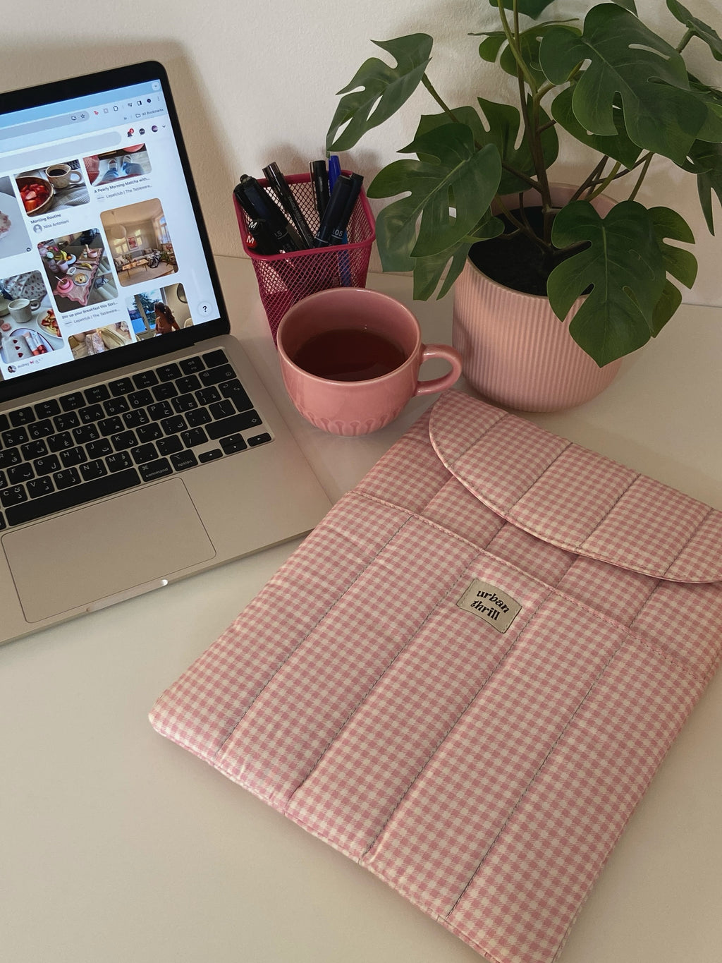 Pink Gingham Laptop Sleeve