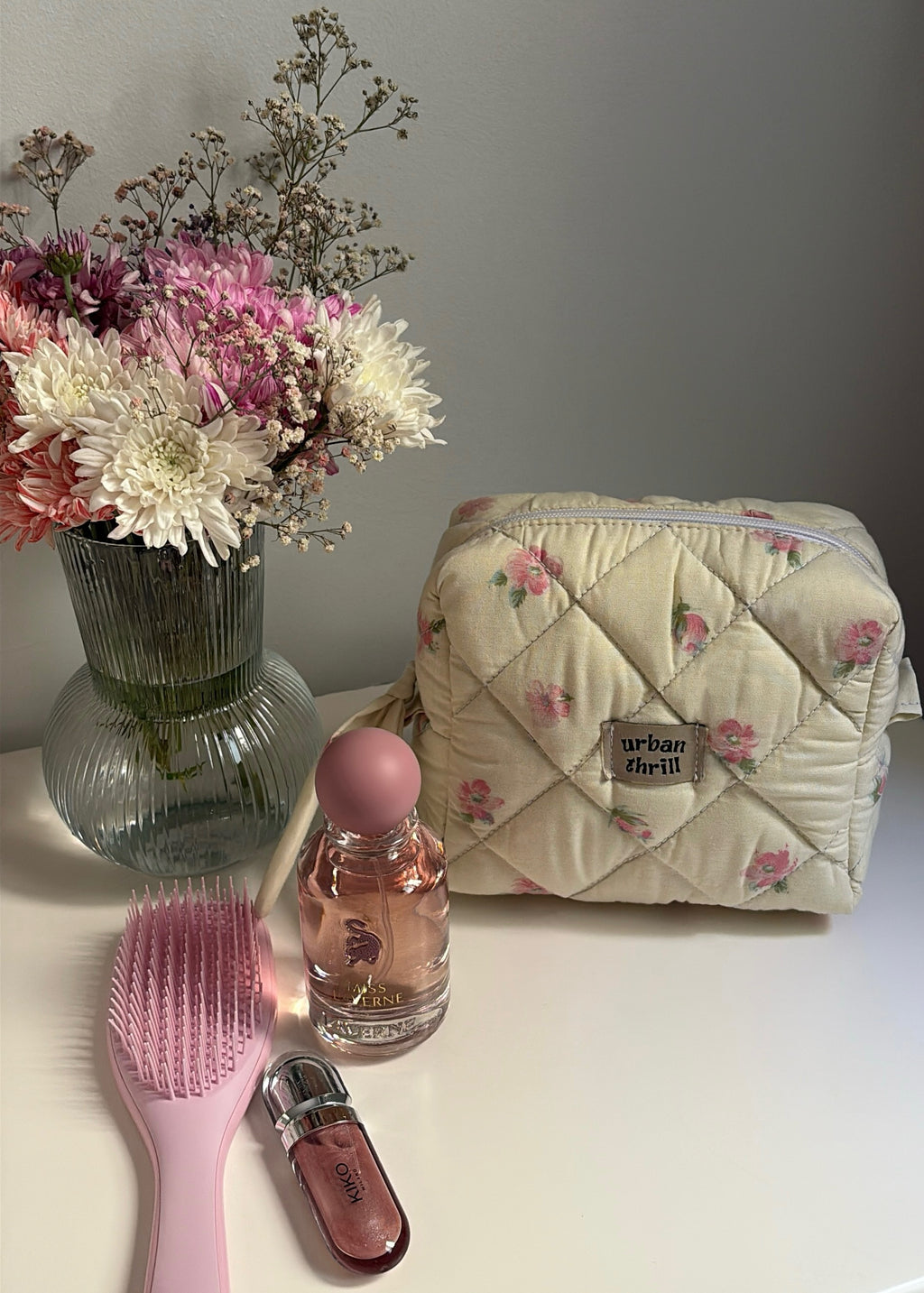 Pink Floral Cosmetic Pouch