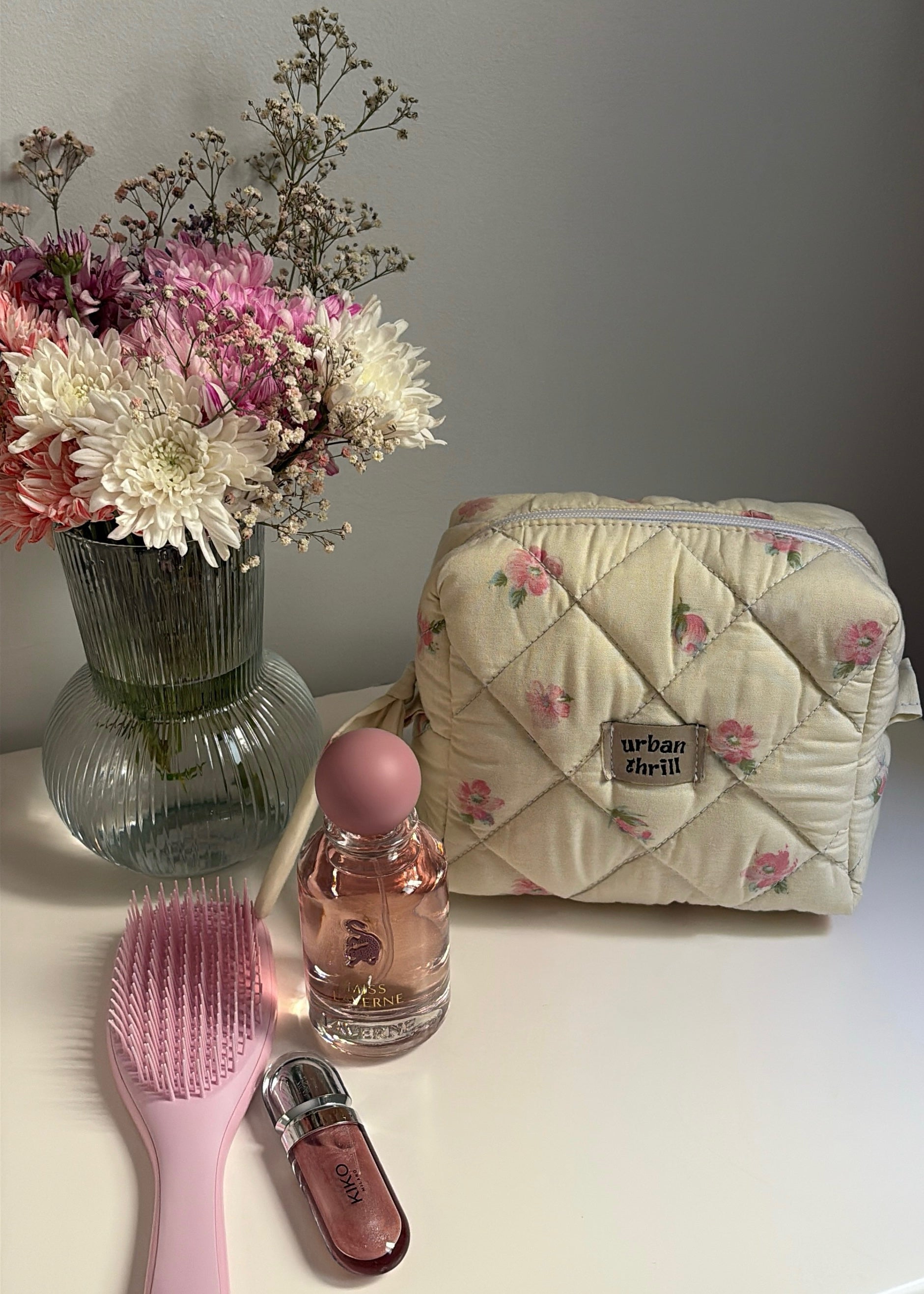 Pink Floral Cosmetic Pouch
