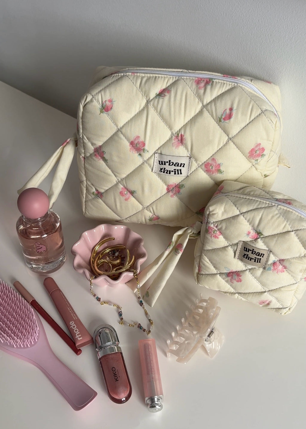 Pink Floral Cosmetic Pouch