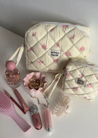 Pink Floral Cosmetic Pouch