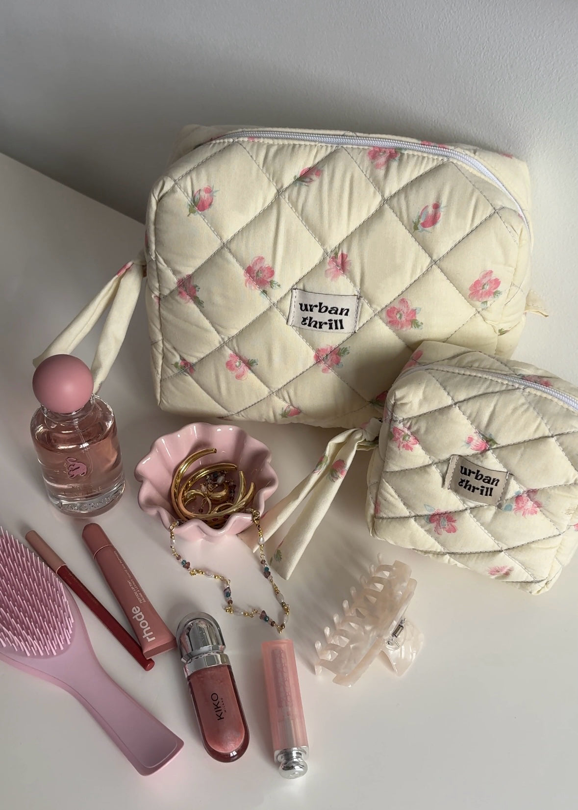 Pink Floral Cosmetic Pouch