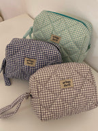 Grey Gingham Cosmetic Pouch