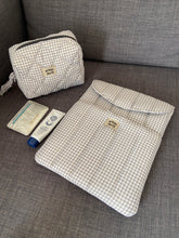 Load image into Gallery viewer, Grey Gingham Cosmetic Pouch
