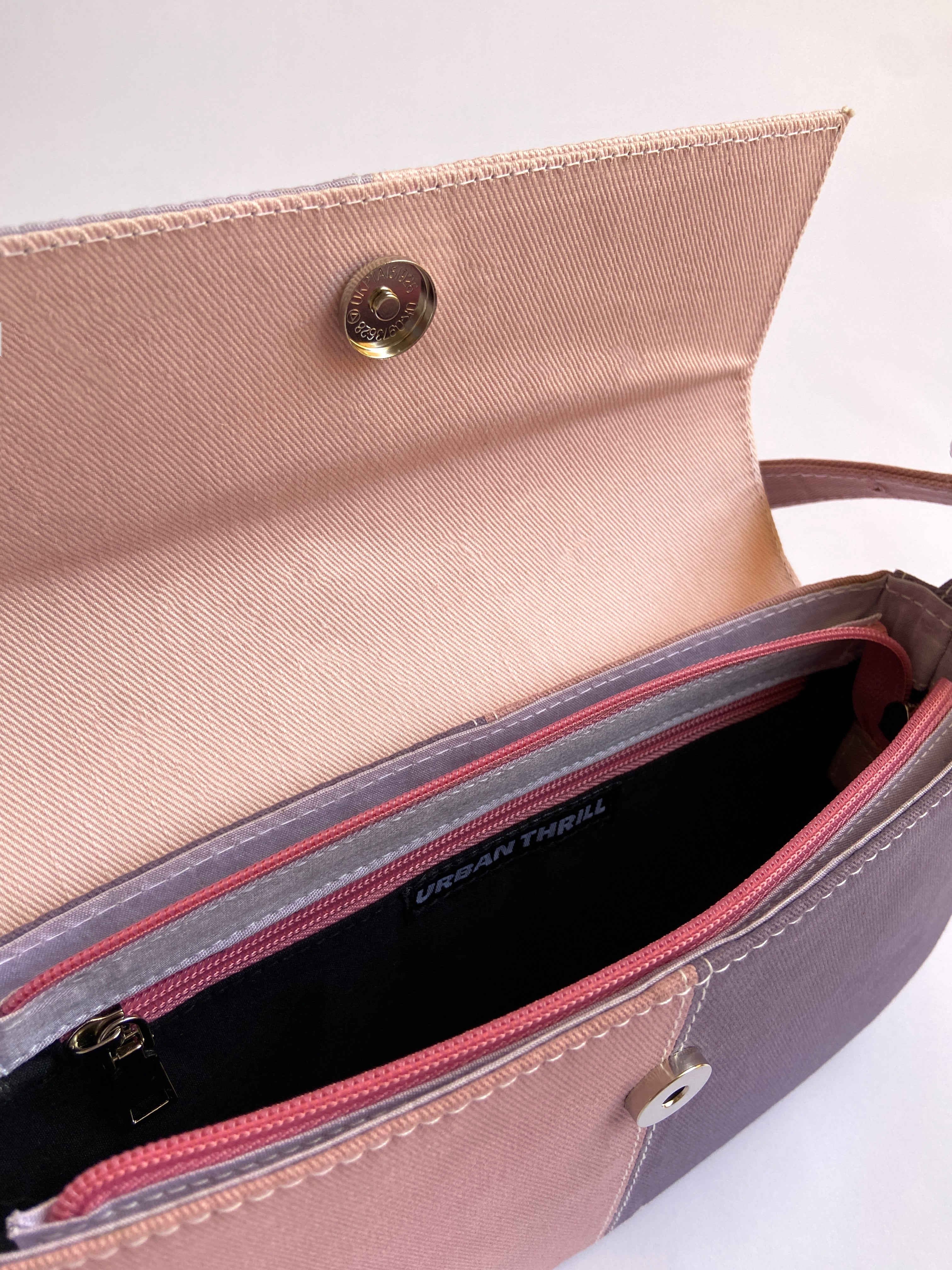 Pink Patched Denim Shoulder Bag