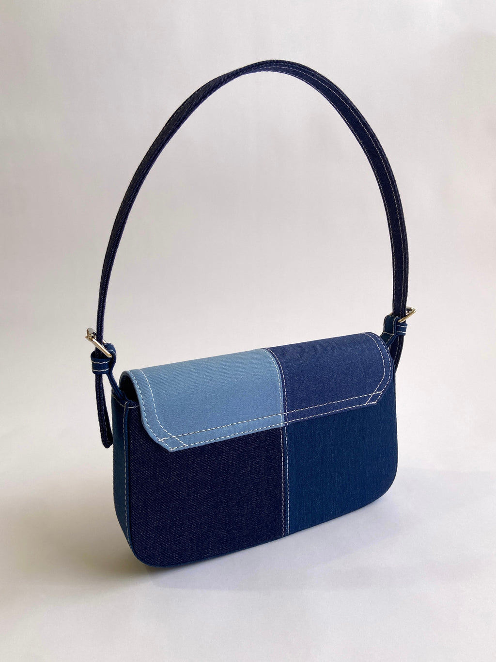 Blue Patched Denim Shoulder Bag