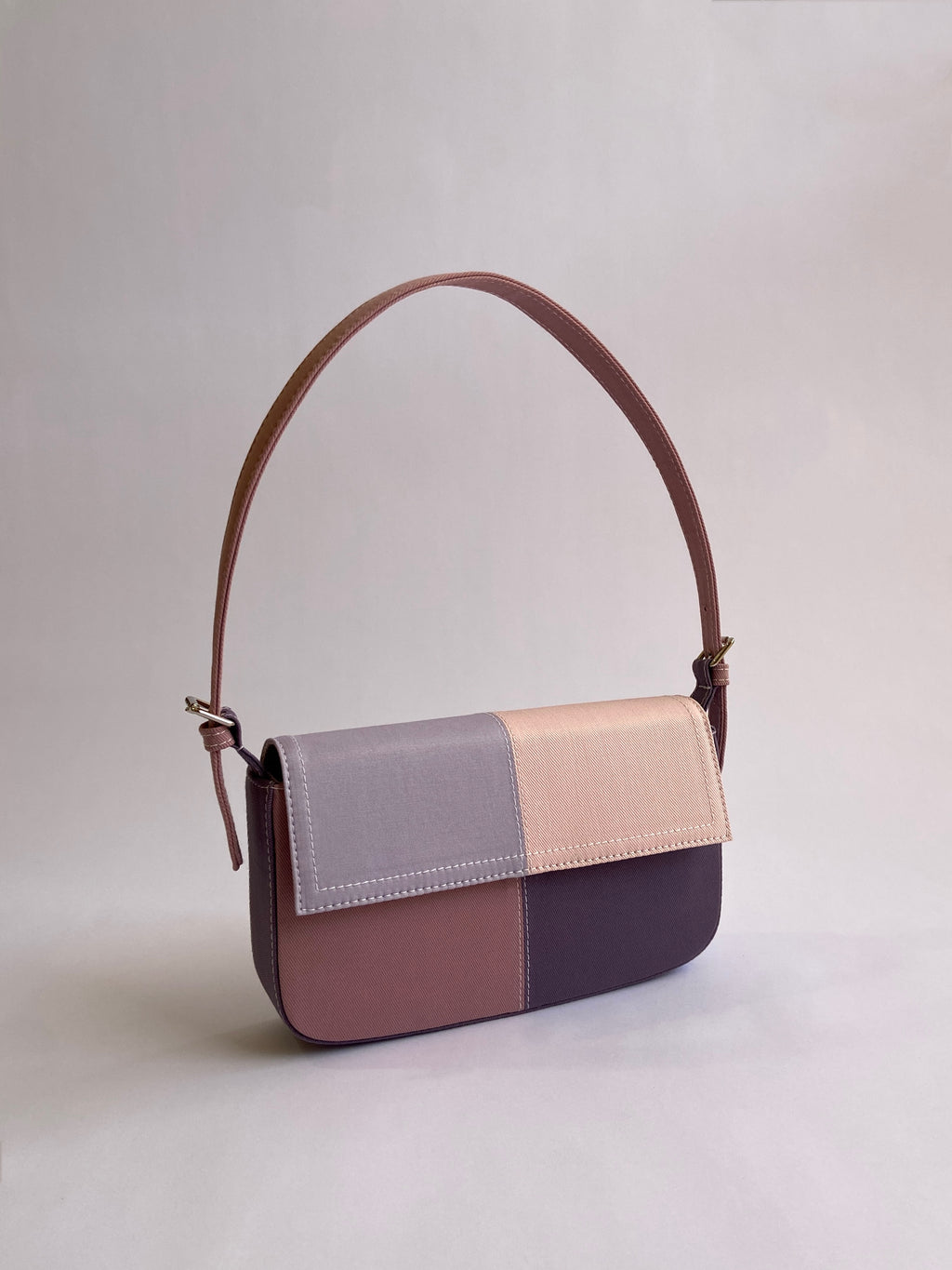 Pink Patched Denim Shoulder Bag