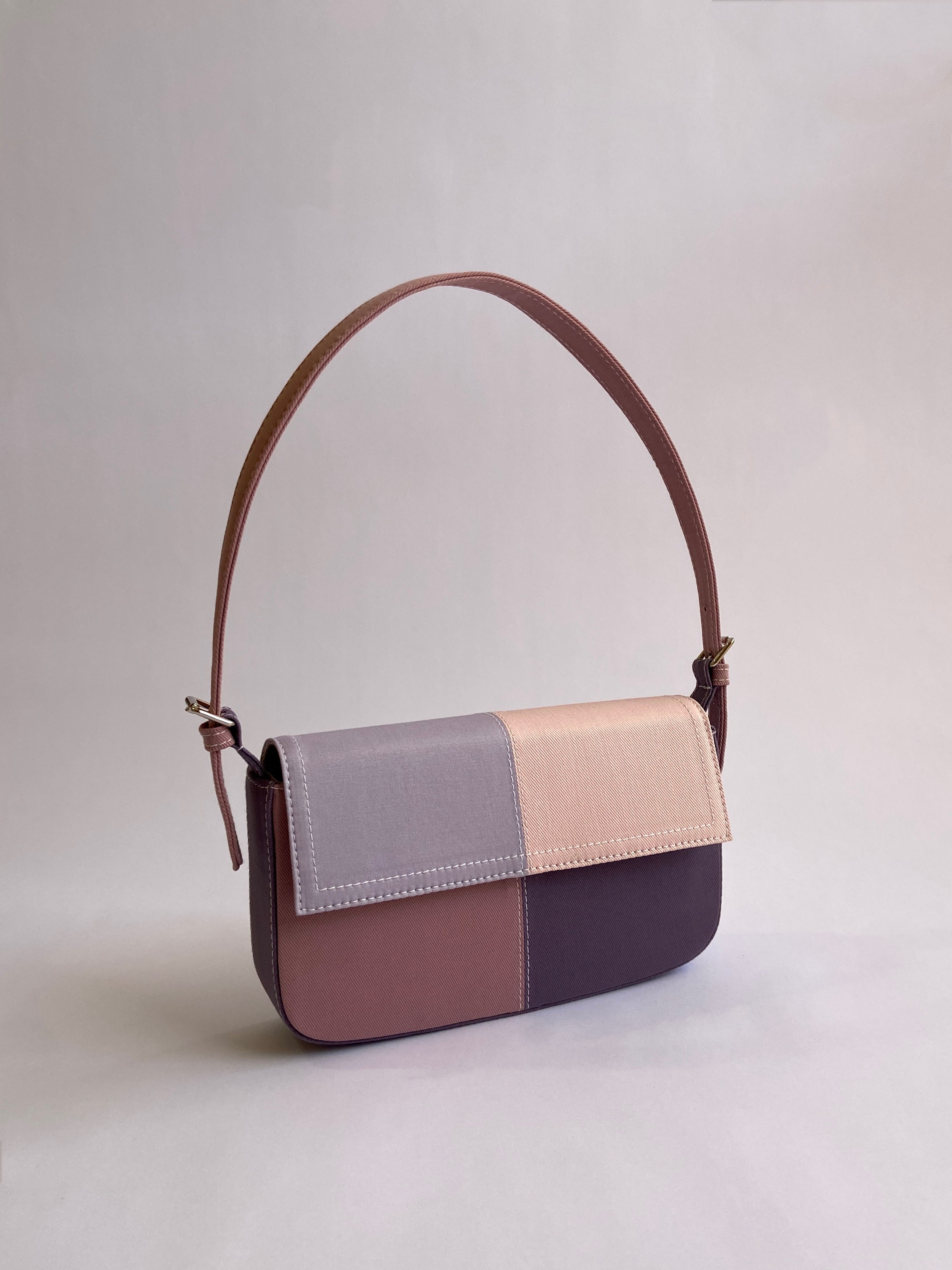 Pink Patched Denim Shoulder Bag