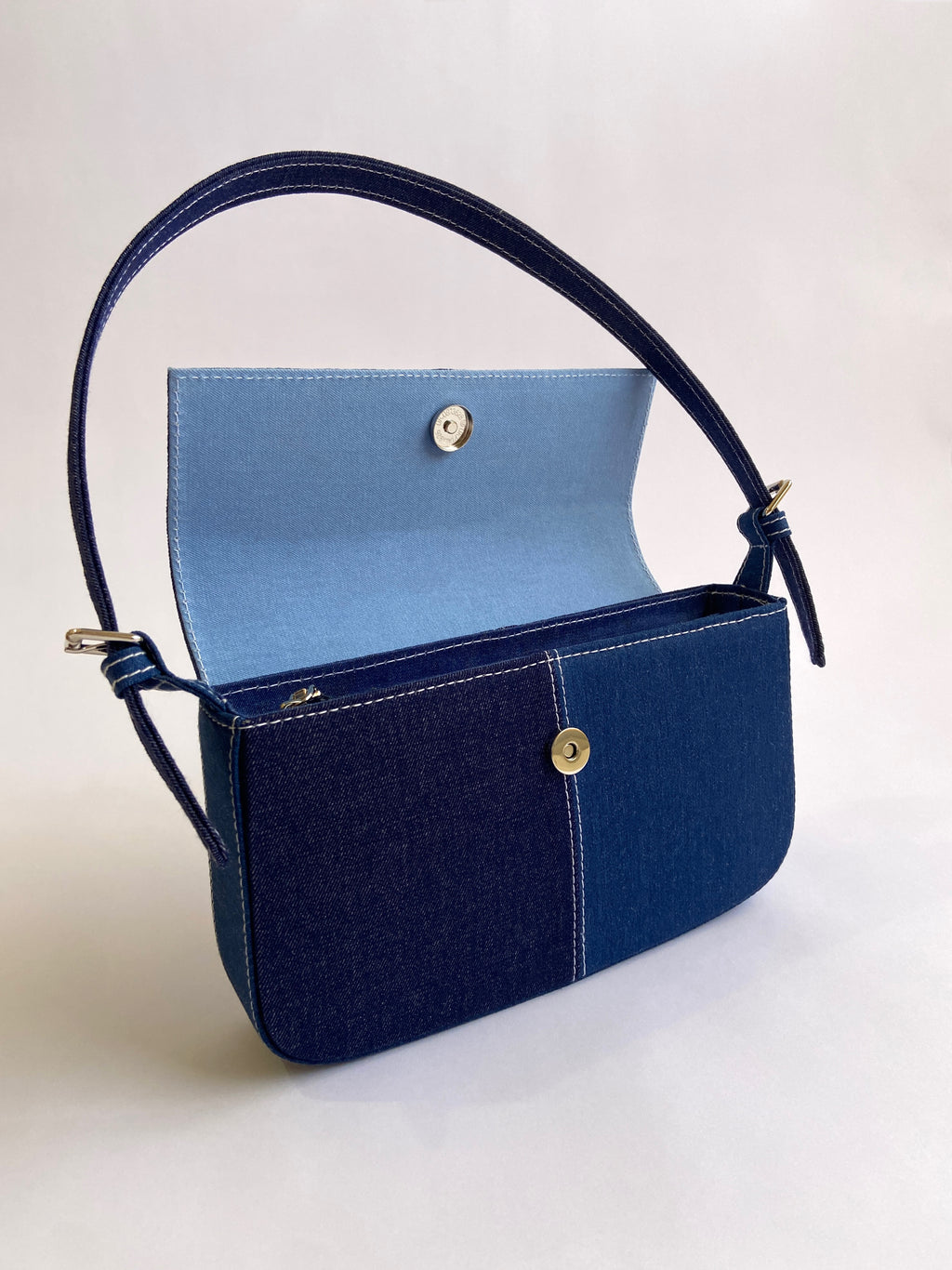 Blue Patched Denim Shoulder Bag