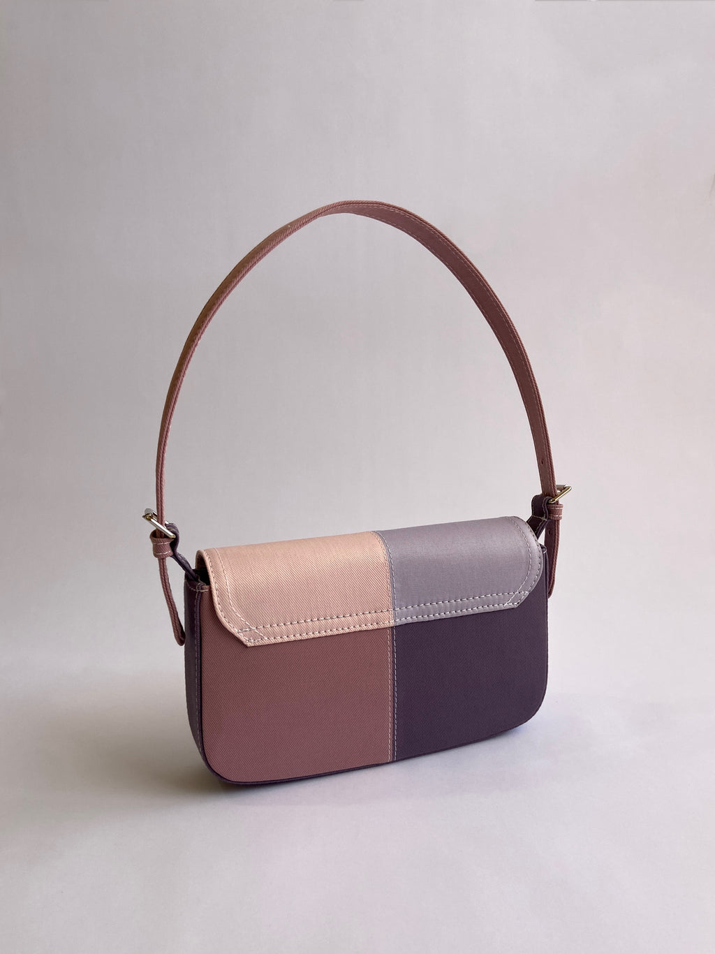 Pink Patched Denim Shoulder Bag