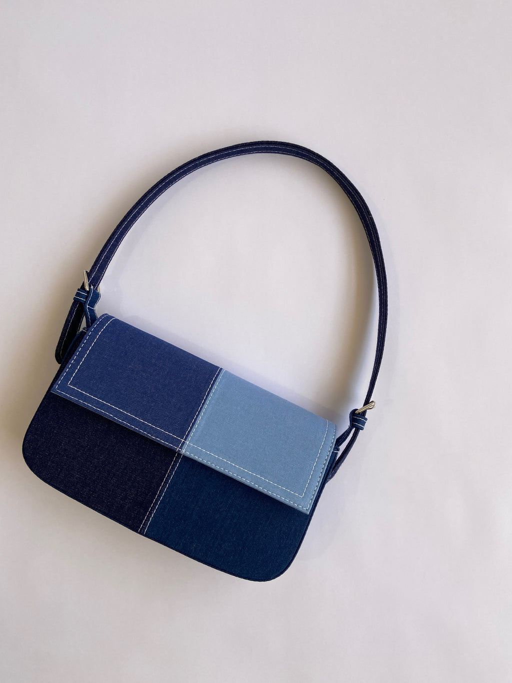 Blue Patched Denim Shoulder Bag