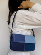 Blue Patched Denim Shoulder Bag
