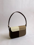 Brown Patched Denim Shoulder Bag