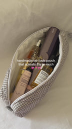 Grey Gingham Hair Tools Pouch