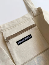 Load image into Gallery viewer, beige tote bag inside zipper pocket 
