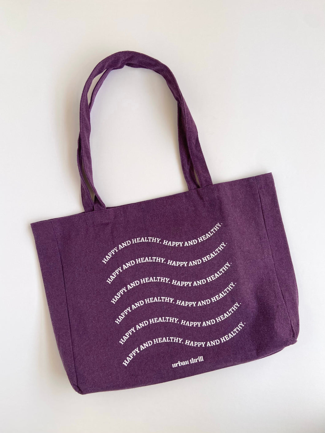 Happy and Healthy Dark Purple Tote Bag