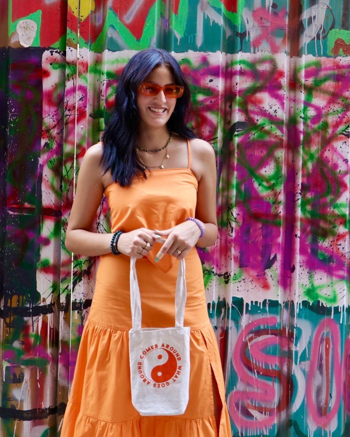 What Goes Around Comes Around Mini Orange Tote Bag