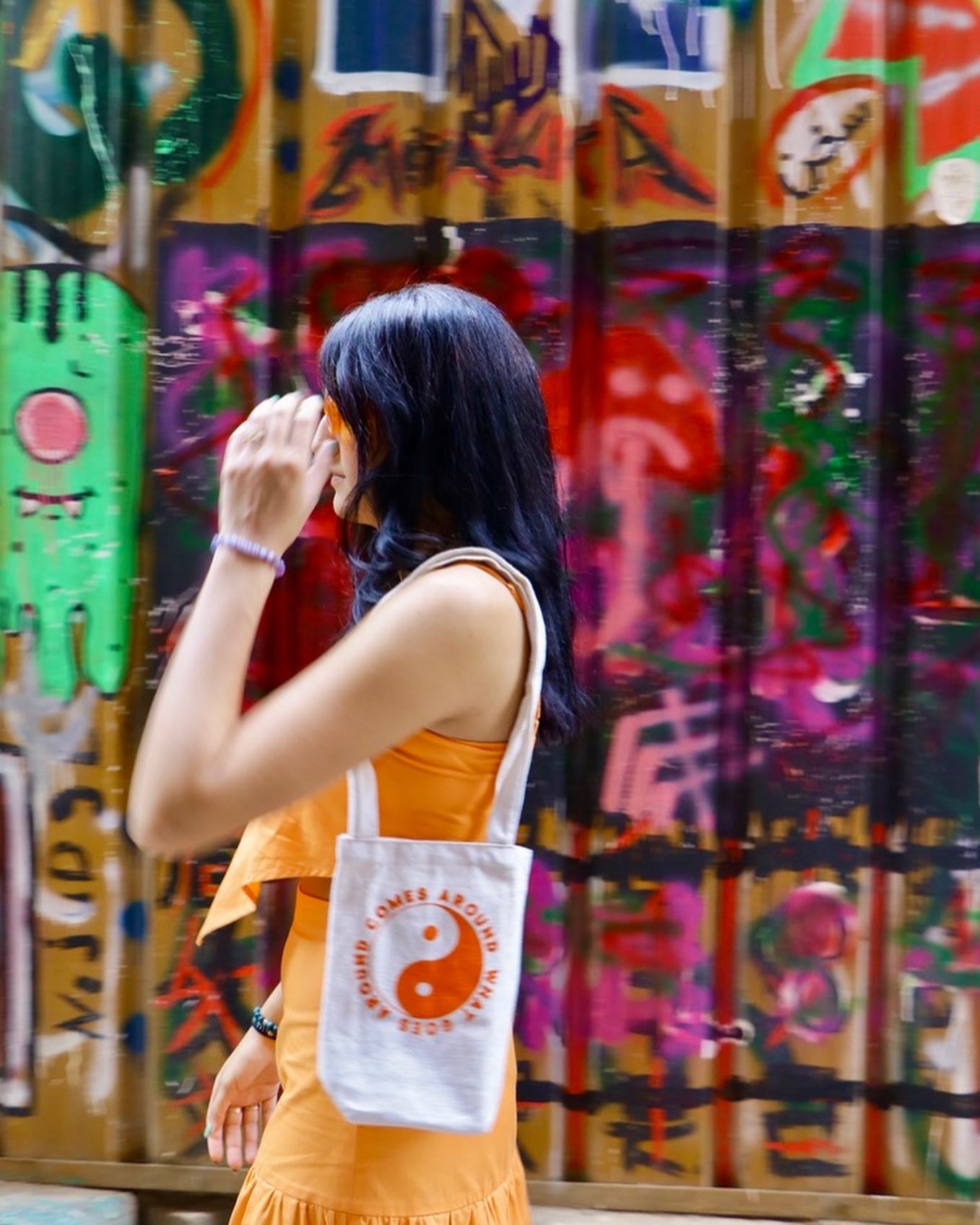 What Goes Around Comes Around Mini Orange Tote Bag